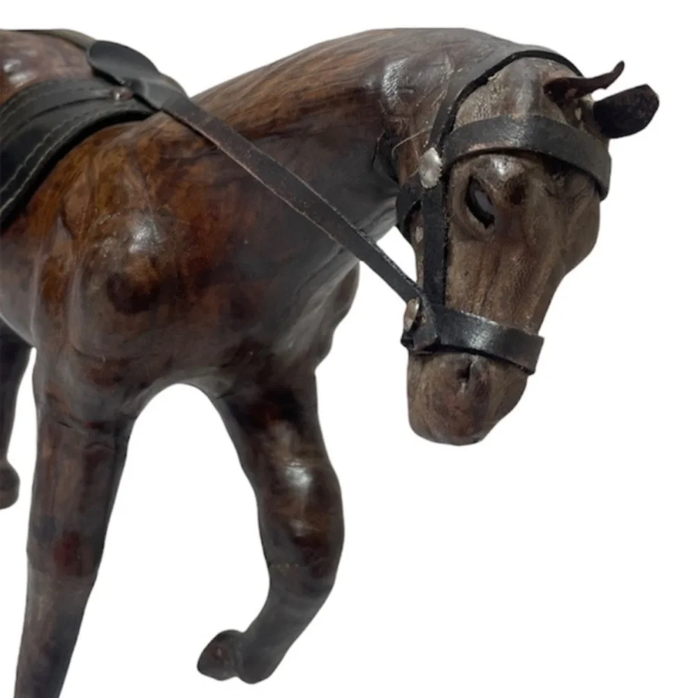 Antique Horse Vintage Leather Art Sculpture Collectible Ranch Farm Office Decor